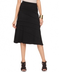 Asymmetrical seaming makes this petite A-line skirt from INC feel fresh! Perfect for desk-to-dinner days, too.
