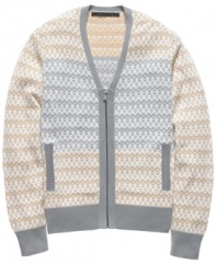 It's not just a layer, it's a look. This cool cardigan from Sean John is just what the climate calls for.