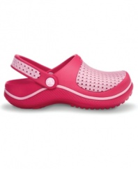 Take it up a notch. The classic clog design gets a fresh spin she'll love with these comfortable, cool Crocs shoes.