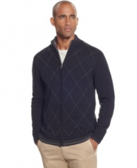 Appreciate the finer things with Tasso Elba's sleek mock neck sweater in smooth fine-gauge cotton and a subtle argyle design to finish. (Clearance)