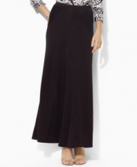 Designed in an of-the-moment silhouette, this Lauren by Ralph Lauren maxi skirt in fluid stretch jersey takes your style to long lengths with chic allover seaming.