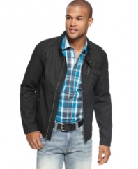 A lightweight layer that is as versatile as you.  This jacket from Marc Ecko Cut & Dew ups you casual style game.