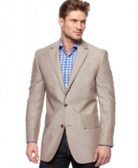 Modern comfort and classic charm go hand in hand with this expertly tailored blazer from Michael Kors.