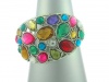 Beautiful Chunky Crystal Avenue Multi-Colored Jeweled Crystal Cuff Bracelet Silver Tone