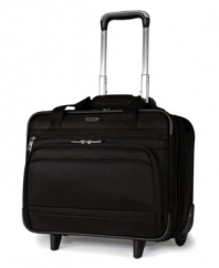 Tailored to the traveler's needs, this Samsonite rolling tote is designed with a slender, streamlined shape that doesn't compromise capacity. Lightweight even when loaded, it features plenty of organizational space, including a padded laptop compartment to keep your tech stuff safe. 10-year limited warranty. Qualifies for Rebate