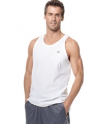 Whether you're working out or winding down, kick back in the cool, relaxed sporty feel of this ultra-soft cotton jersey logo tank from Champion.