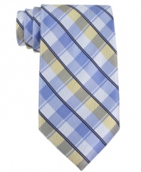 Add iconic prepster style to your dress wardrobe with this plaid tie from Nautica.