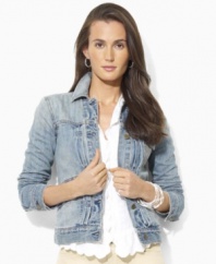 Lauren Jeans Co.'s classic-fitting jacket is rendered in washed denim for a timeworn appearance and feel.