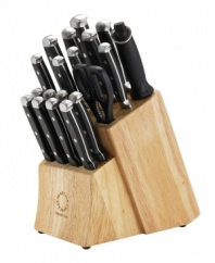Every kitchen needs a standard cutlery set to provide a confident cut for virtually any task. This gorgeous hardwood storage block is packed with precision-honed stainless steel cutlery, razor-sharp and beautifully balanced for superior cutting performance. Limited lifetime warranty.