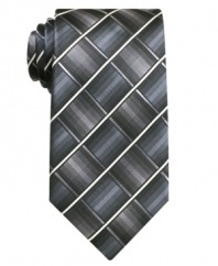 Get on the grid. This tie from John Ashford is a sleek way to square off for your workday.