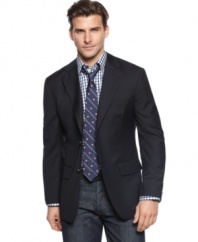 Give your dress look an extra layer of distinction with this smooth blazer from Tasso Elba.