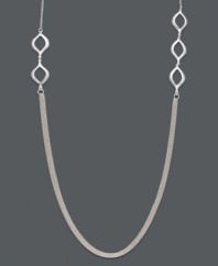 Light, airy, and ultimately wearable. This long, layered necklace by Studio Silver features three rows of polished sterling silver chains intersected by cut-out teardrop links. Approximate length: 38 inches.