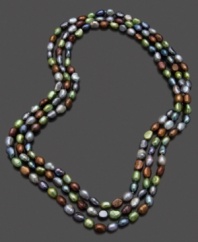 Mix it up with this earthy yet glamorous long necklace of multicolored chocolate cultured freshwater pearls (7-8mm).