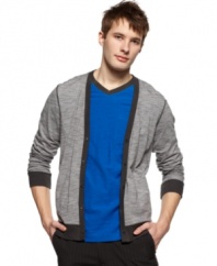 Layering your seasonal style comes easy with this lightweight cardigan from Kenneth Cole Reaction.