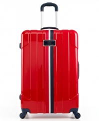 Toughen up! Crafted from composite polycarbonate with an aircraft aluminum handle, this suitcase handles travel's wear and tear like a pro and glides effortlessly through busy airport terminals on four easy-glide spinners. A fully-lined interior is packed with thoughtful amenities, like a heavy-duty wet pocket, organizational features and more! Qualifies for Rebate