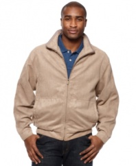 Add some sophistication to your outerwear wardrobe with this microsuede jacket from Weatherproof.