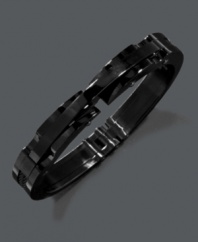 Get on the dark side of style. This versatile men's bracelet complements any look and features a black ion-plated bangle bracelet. Approximate diameter: 3 inches.