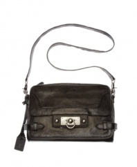 A classic crossbody that will span the seasons. This timeless design by Frye features silvertone hardware, an easy access top zip and signature tag at handle base.
