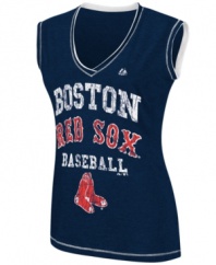 Finally! A fan favorite fit just for you-this Boston Red Sox MLB tank from Majestic Apparel is a homerun.