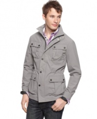 Look the part of rugged outdoorsman without getting your hands dirty with this downtown-ready anorak jacket from Kenneth Cole Reaction.
