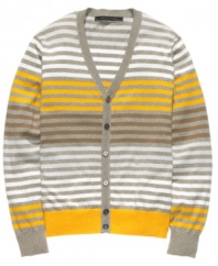 This striped cardigan from Sean John is a hip upgrade from the classic sweater silhouette.
