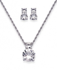 Let your impeccable taste shine bright. This pendant and earring set from Swarovski features stunning faceted crystals set in silver-plated mixed metal. Approximate necklace length: 18 inches. Approximate necklace drop: 1/2 inch. Approximate earring drop: 1/2 inch.