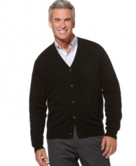 Instant temperature control. This Geoffrey Beene cardigan has easy-on, easy-off style.