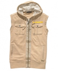 Gear up for the in-between weather in this hooded vest from Sean John.