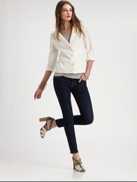 EXCLUSIVELY AT SAKS. This single-breasted wardrobe staple boasts a slightly boxier silhouette and cropped three-quarter sleeves.Foldover lapelsThree-button closureThree-quarter sleevesPrincess seamsAbout 29 from shoulder to hem70% polyester/30% rayonDry cleanImportedModel shown is 5'10 (177cm) wearing US size Small.ABOUT THE DESIGNER Former fourth-grade schoolteacher Kara Laricks always told her students to be true to themselves. 