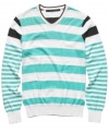 Stripe it rich in your seasonal wardrobe with this bold big and tall sweater from Sean John.