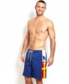 Dive into great beach style with this sailing-inspired swim trunk from Nautica.