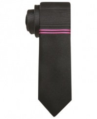 Earn your double takes. With a cool contrast stripe, this Alfani RED tie makes a first and second impression.