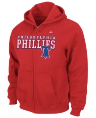Hit it out of the park! Cheer on your favorite team in style and comfort in this Majestic Philadelphia Phillies hoodie.