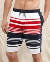 Ride the waves in style with these bright all American swim trunks from Tommy Hilfiger.