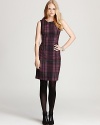 A plaid sheath from Pippa offers a refined option for the office, tailored to perfection and smart with opaque tights and fall's must-have booties.