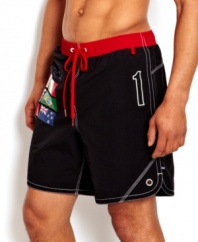 Swim style that kicks sand in the face of the rest. These trunks from Nautica are beach-ready.