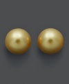 Add a touch of lustrous gold to your lobes. Earrings feature smooth, gold south sea pearls (11-12 mm) set in 14k gold. Approximate diameter: 3/8 inch.