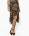 Lauren by Ralph Lauren's flowing silk georgette skirt is crafted with two ruffled tiers for feminine, fluid movement.