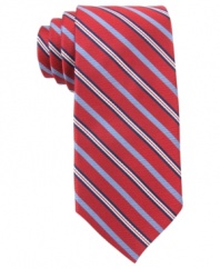Keep it sleek in this striped tie from Tommy Hilfiger.