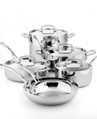 Bonjour amazing meals! A three-layer design features a pure aluminum core enveloped in stainless steel for even, quick and powerful heating. Elegantly crafted with contoured handles, classic shapes & professional precision, this cultured collection transports the art of French cooking into your kitchen. Lifetime warranty.