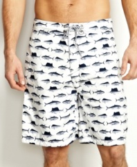 With these fish graphic trunks from Nautica, you'll be be bait for eye candy on the beach.