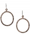 Decorate your outfit with pretty sparkling ovals. Fossil's brown tone mixed metal earrings are covered in hematite crystal pave and feature a fish wire closure. Approximate drop: 1-1/2 inches.