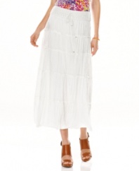 Go for a relaxed, boho look with this Calvin Klein tiered maxi skirt -- an easy weekend must-have!