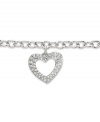 Love is in the air. Reveal your romantic side with Swarovski's lovely, ladylike open heart charm bracelet. Embellished with sparkling pavé crystals, it's made in silver tone mixed metal and includes a lobster clasp. Approximate length: 8-1/4 inches.