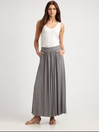 Softly gathered details give this long, knit skirt with a comfortable, elasticized waistband, instant appeal.Elasticized waistbandAbout 43 long96% modal/4% elastaneHand washImported Model shown is 5'10 (177cm) wearing US size Small. 