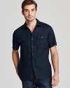 Michael Kors Woven Linen 2-Pocket Short Sleeve Sport Shirt - Slim Fit