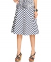 Refresh your wardrobe in Jones New York Signature's A-line skirt, featuring chic mitered stripes!