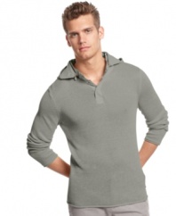 Layer up this season with this lightweight hooded henley from Calvin Klein.