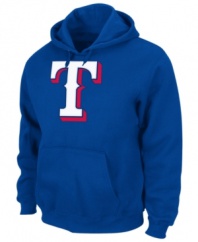 Start the wave! Get the excitement of baseball season rolling with this MLB Texas Rangers hoodie from Majestic.
