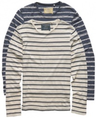 Step up your casual style with this comfortable striped shirt from Guess.